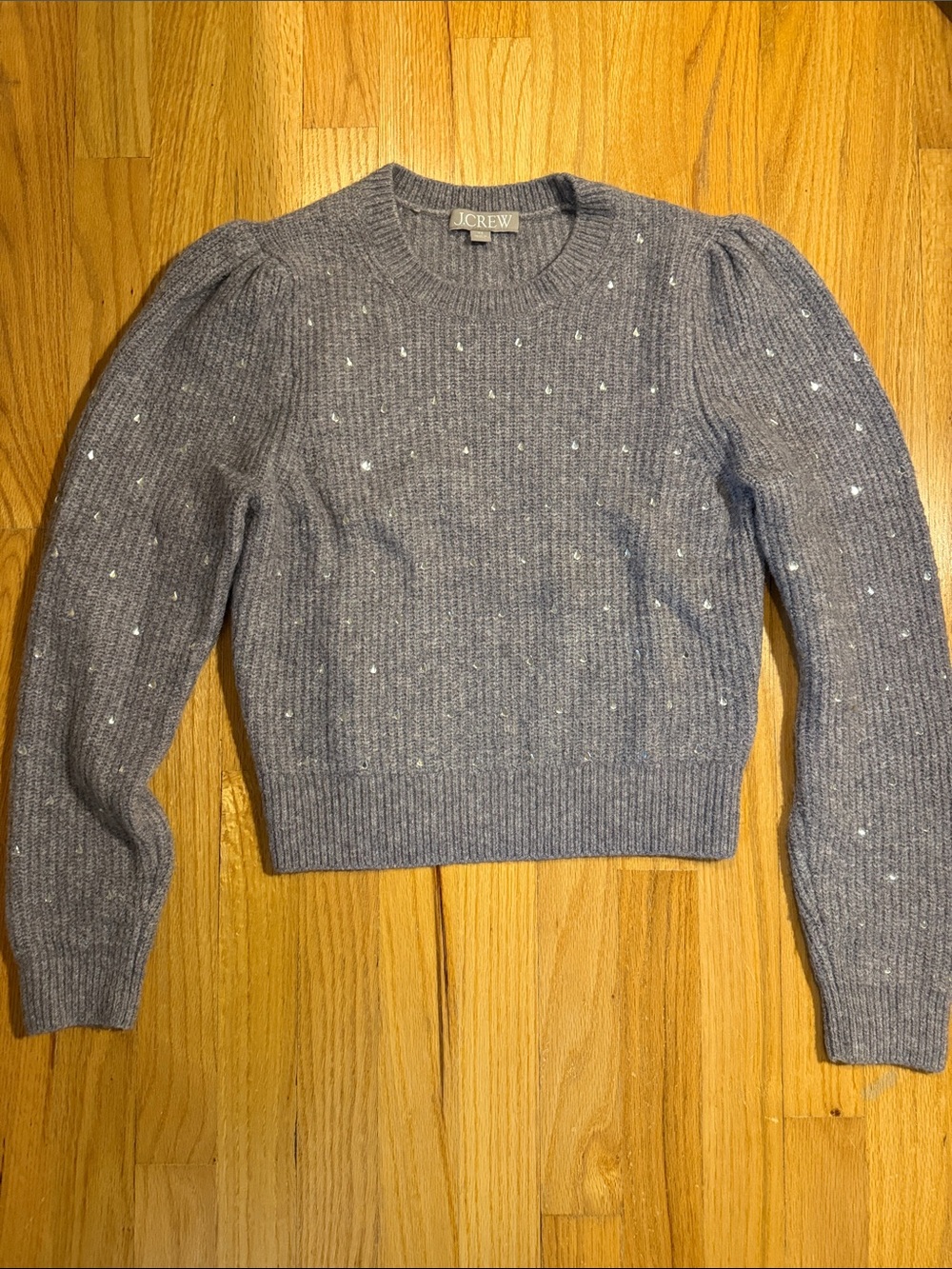 J. Crew Light Purple Embellished Crewneck Sweater